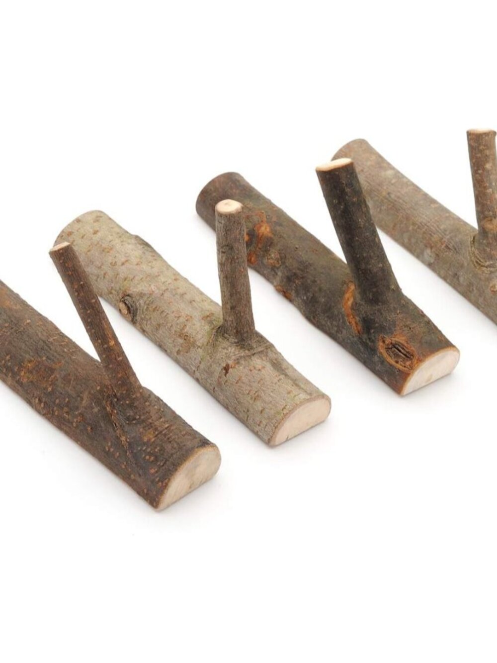 Pack of 4 Vintage Real Wood Tree Branch Wall Hook,Rustic Decorative Wood Adhesiv